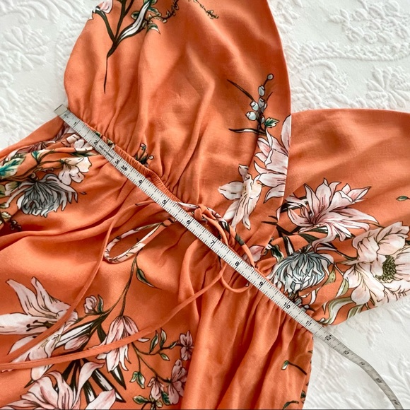 NWOT Lulus Endless Vacay Orange Floral Print Surplice Maxi Dress - Picture 8 of 9